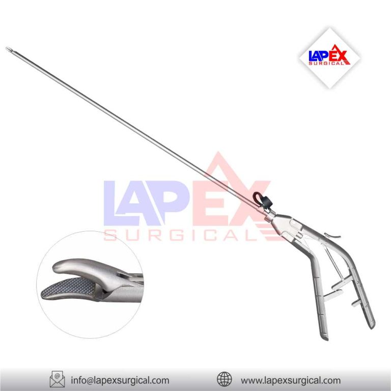 Image Shows Laparoscopic Needle Holder LX-607-CT (Curved Titanium Handle)
