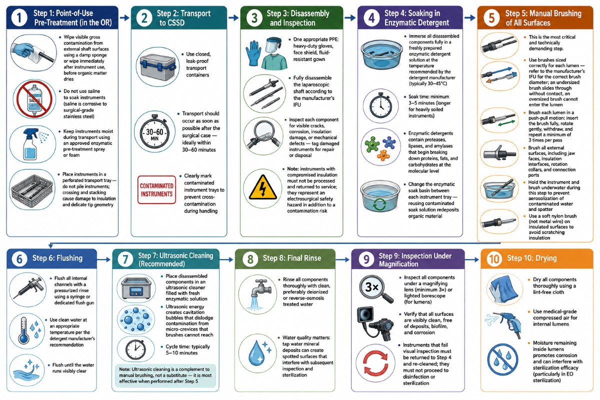Why Manual Cleaning Is Still Essential for Complex Laparoscopic Shafts 2 The Manual Cleaning Protocol for Laparoscopic Instruments, Step-by-Step