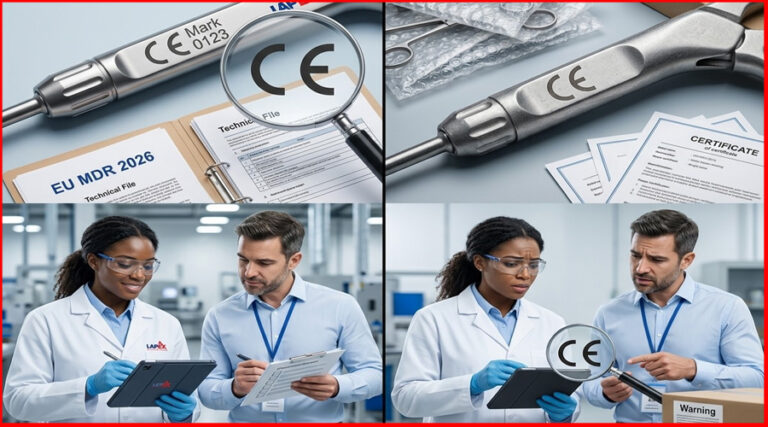Learn how to tell a genuine CE mark from a non-compliant China Export logo on surgical instruments